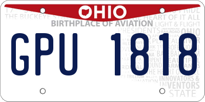 OH license plate GPU1818