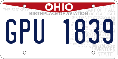 OH license plate GPU1839