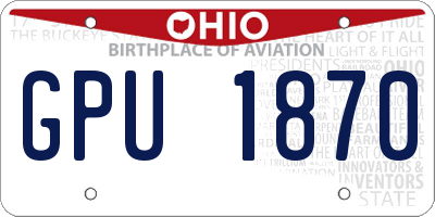 OH license plate GPU1870
