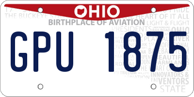 OH license plate GPU1875