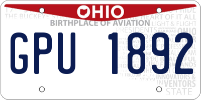 OH license plate GPU1892