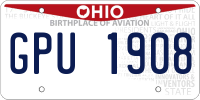 OH license plate GPU1908