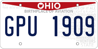 OH license plate GPU1909