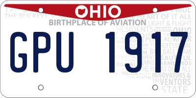 OH license plate GPU1917