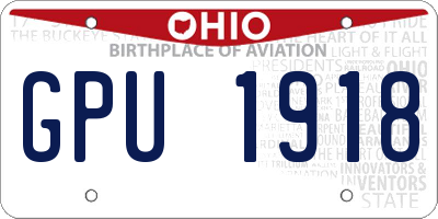 OH license plate GPU1918