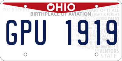 OH license plate GPU1919