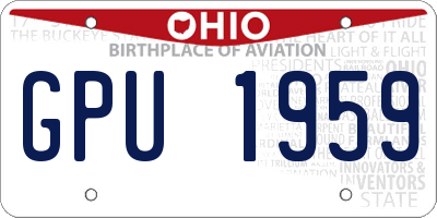 OH license plate GPU1959