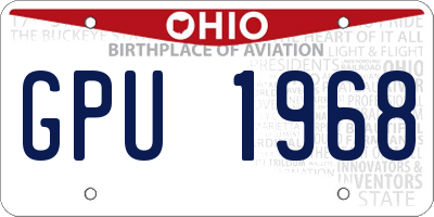 OH license plate GPU1968