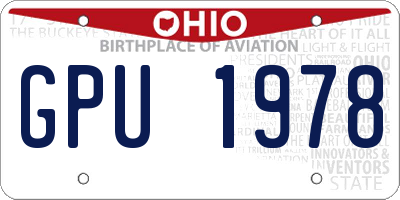 OH license plate GPU1978