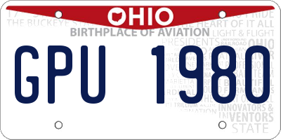 OH license plate GPU1980