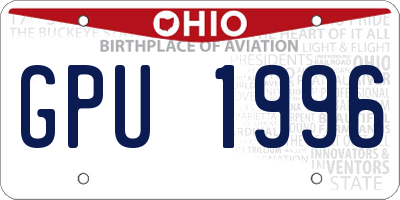 OH license plate GPU1996