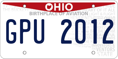 OH license plate GPU2012