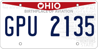 OH license plate GPU2135