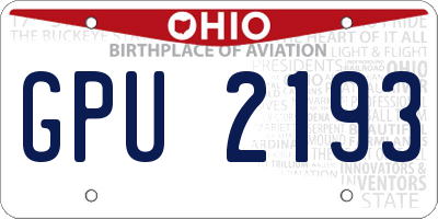 OH license plate GPU2193