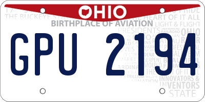 OH license plate GPU2194