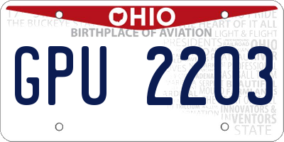 OH license plate GPU2203