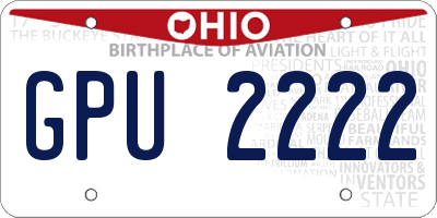 OH license plate GPU2222