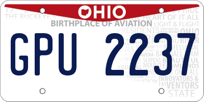 OH license plate GPU2237