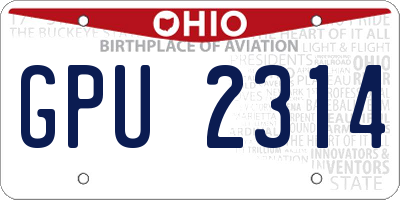 OH license plate GPU2314