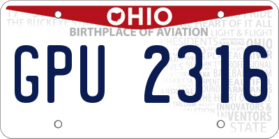 OH license plate GPU2316
