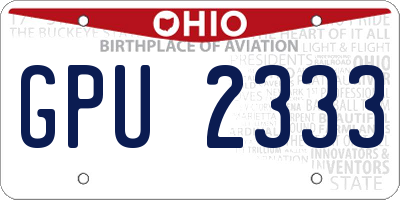 OH license plate GPU2333