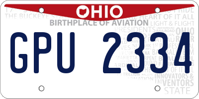 OH license plate GPU2334