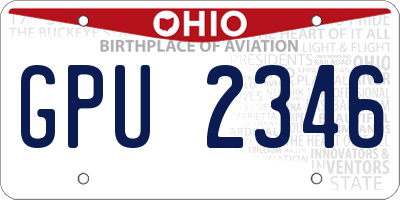 OH license plate GPU2346