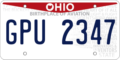 OH license plate GPU2347