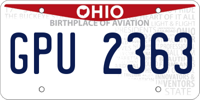 OH license plate GPU2363