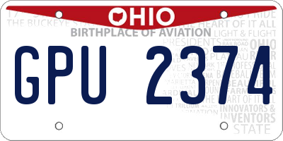 OH license plate GPU2374