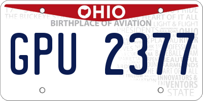 OH license plate GPU2377