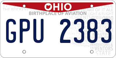 OH license plate GPU2383