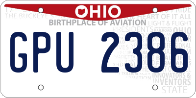 OH license plate GPU2386