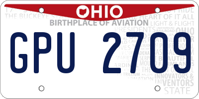 OH license plate GPU2709