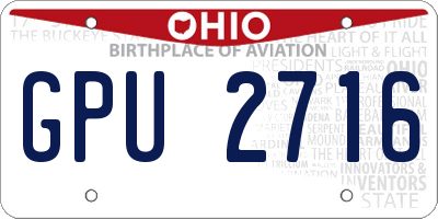 OH license plate GPU2716