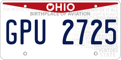 OH license plate GPU2725