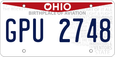 OH license plate GPU2748