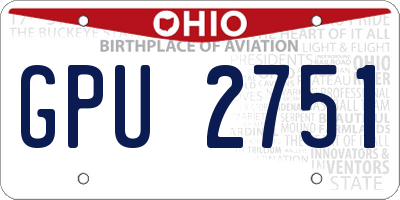 OH license plate GPU2751