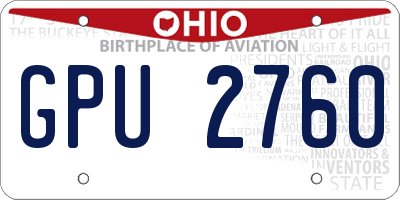 OH license plate GPU2760
