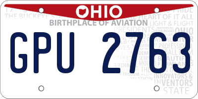 OH license plate GPU2763