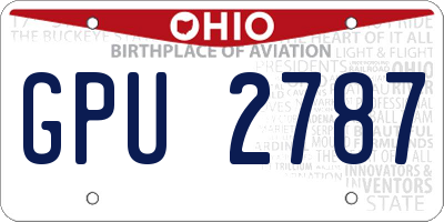 OH license plate GPU2787
