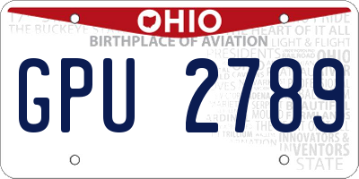 OH license plate GPU2789