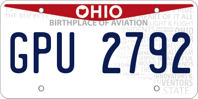 OH license plate GPU2792