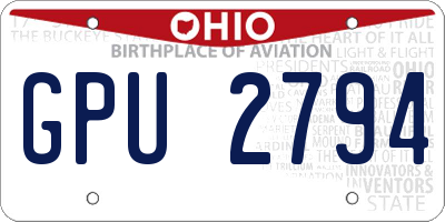 OH license plate GPU2794