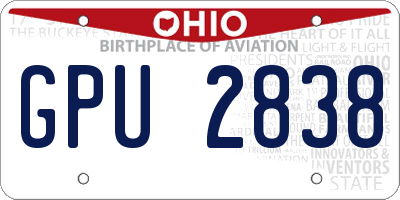 OH license plate GPU2838
