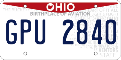OH license plate GPU2840