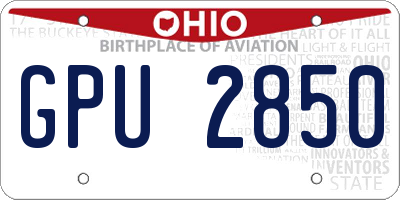 OH license plate GPU2850