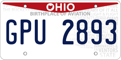 OH license plate GPU2893