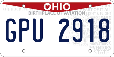 OH license plate GPU2918