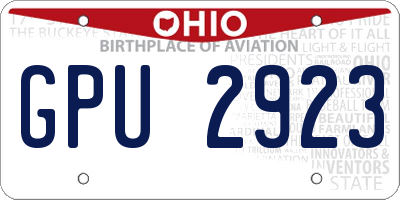 OH license plate GPU2923